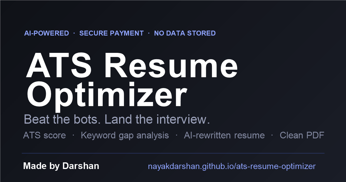 ATS Resume Optimizer — Free Resume Checker & Score Tool